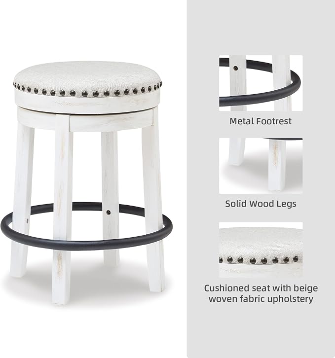 Signature Design by Ashley Valebeck Casual Upholstered Swivel Stool, Round - Image 7