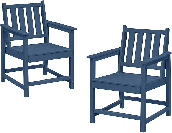 Patio Dining Chair Set of 2, HDPE Outdoor Dining Chair, Ergonomic HDPE Dining by SeeHill