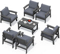 SERWALL HDPE Outdoor Furniture Set, 7 Piece All Weather Wood-Like Outdoor Sofa by SERWALL
