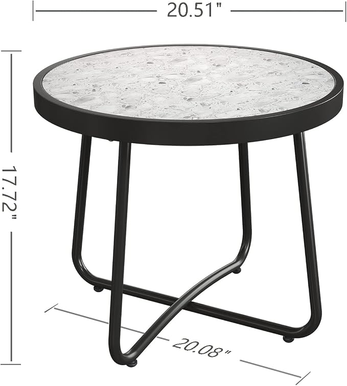 Grand patio Outdoor Side Table, 20-inch Small Round Steel End Table - Image 3