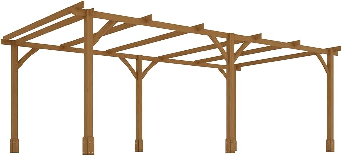 Outsunny 20' x 10' Outdoor Pergola, Wood Gazebo Grape Trellis by Outsunny