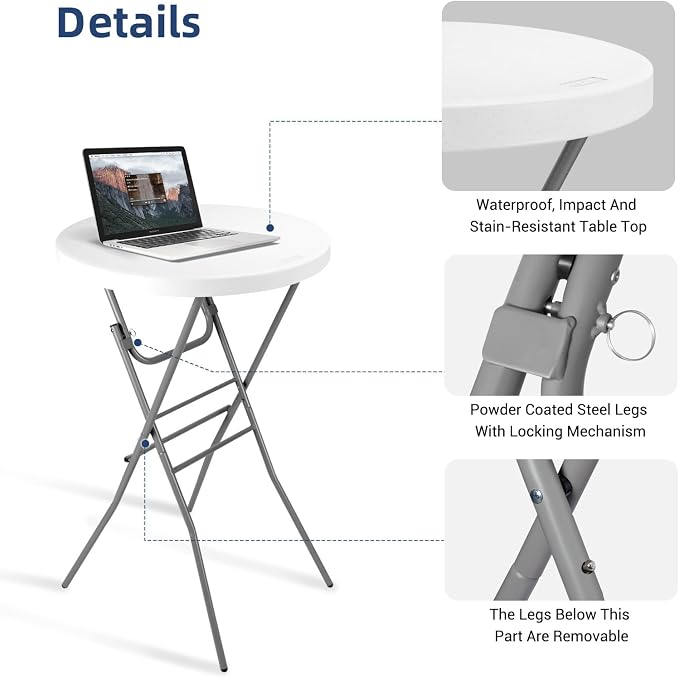 Cocktail Table 28in Folding Round High Top Indoor Outdoor - Image 4