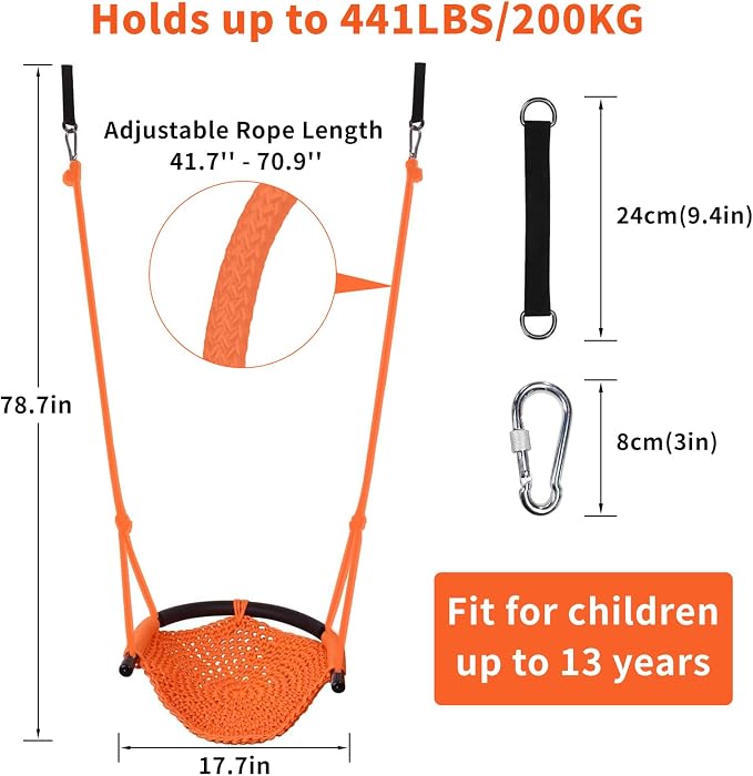 Hi-Na Kids Swing for Swing Set, Heavy Duty Rope Swings - Image 2