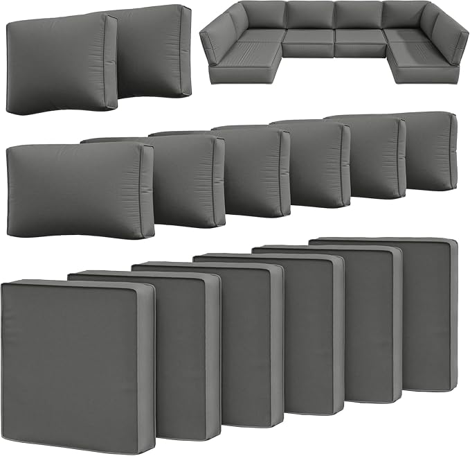 14 Pcs Outdoor Cushion Slipcovers Outdoor Patio Cushion Covers Replacement by Snubbull