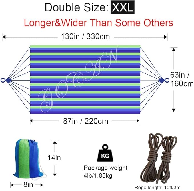 Brazilian Double Hammock 2 Person Extra Large 220x160cm Total Length 330cm Load - Image 4