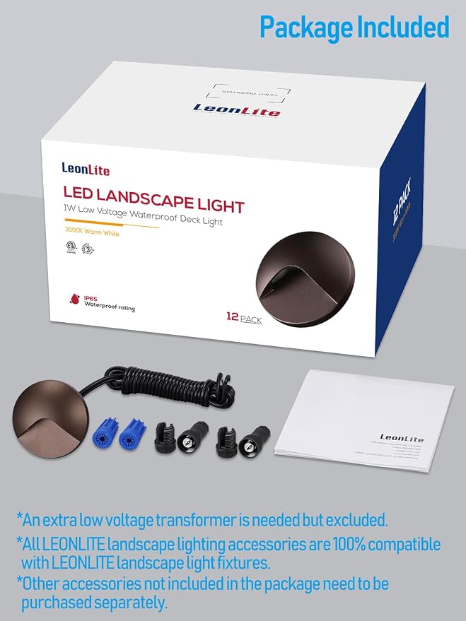 LEONLITE 12-Pack Recessed Low Voltage LED Deck Light Anti-Glare, 12-24V AC/DC - Image 8