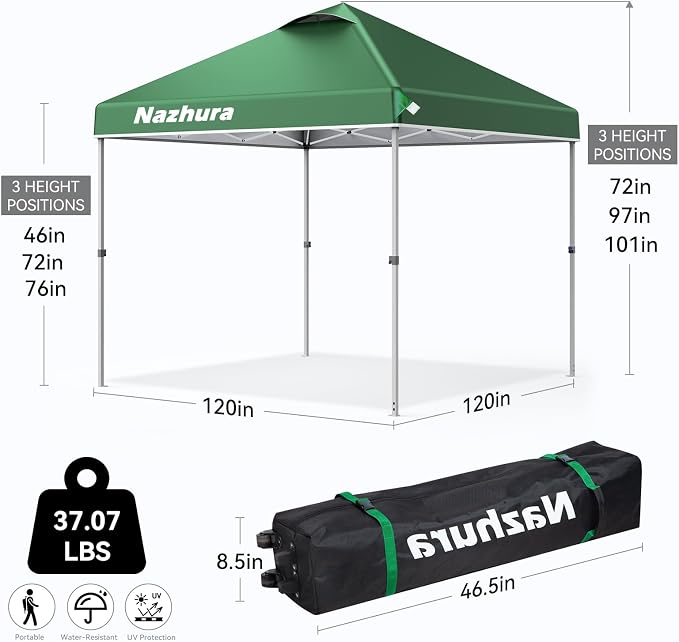 Nazhura 10' x 10' Pop Up Canopy Tent - Image 2