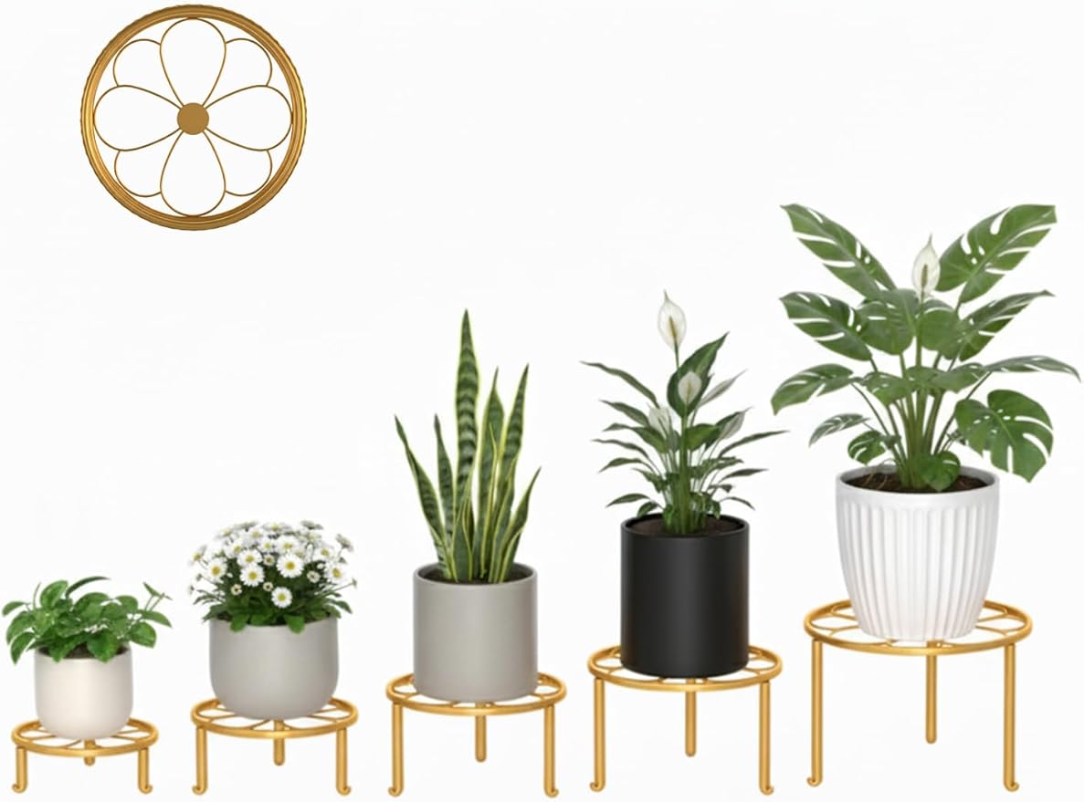 5 Pack Metal Outdoor Plant Stand Heavy Duty Plant Pot Stands - Image 2