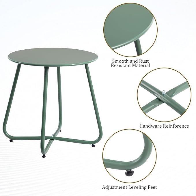 HollyHOME Round Metal Side Table, Rust-Resistant Patio Small Plant Stand - Image 5