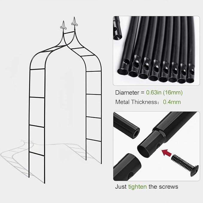 Thickened Metal Garden Arch, 16mm Pipe Diameter Heavy-Duty Gothic Garden Arbor - Image 3