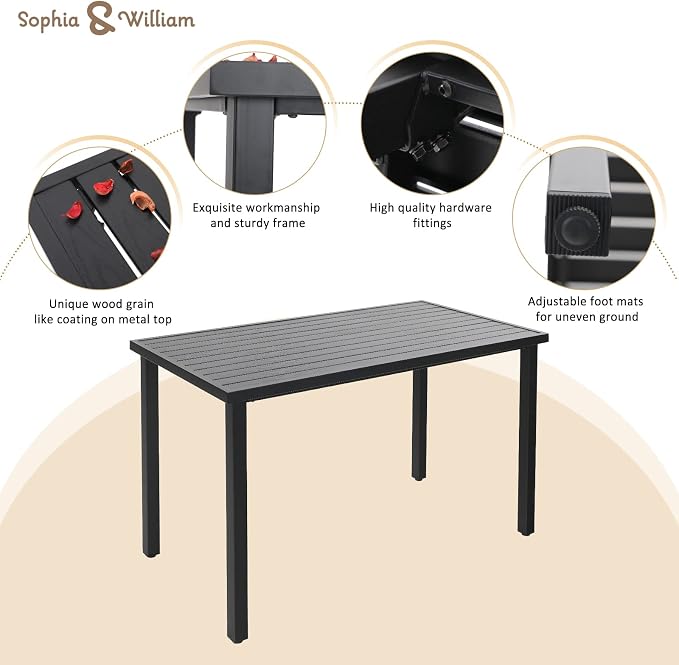 Sophia & William Patio Bar Set 5 Piece Outdoor Dining Set, 4 Swivel Bar Stools - Image 3
