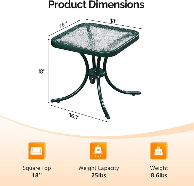 VINGLI Outdoor Side Table, Weatherproof Small Tables - Image 3