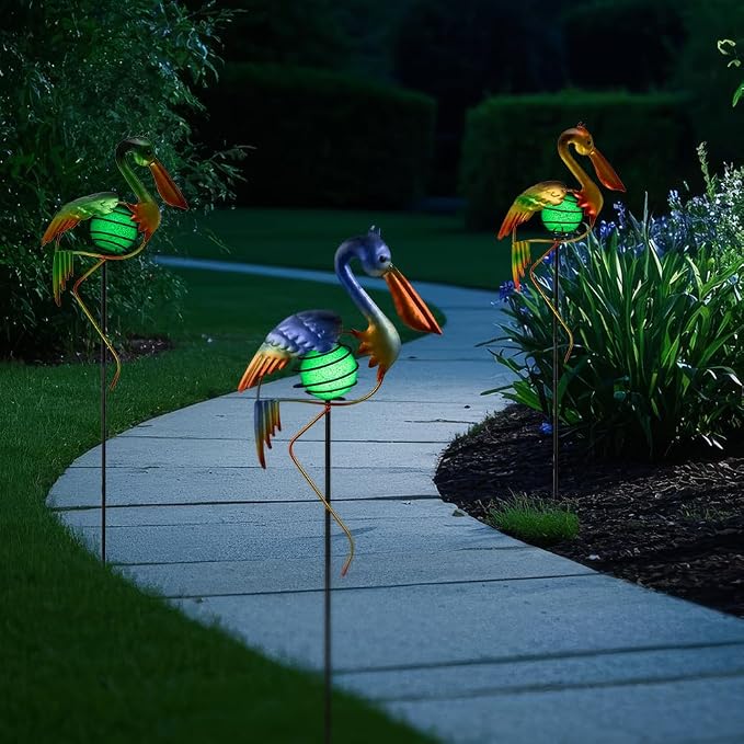 3Pcs Pelican Decorative Garden Stakes, 56.5''H Waterproof Glow in The Dark - Image 8
