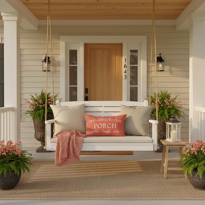 PANDICORN Welcome to Our Porch Stay Awhile Outdoor Lumbar Decorative Throw - Image 6