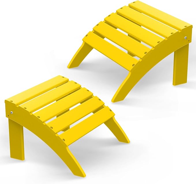 BRIOPAWS Adirondack Ottomans | Folding | Set of 2 | HDPE Plastic | Yellow by BRIOPAWS