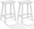Outdoor Bar Stools Set of 2, 24 Inch All-Weather HDPE Counter Height Chairs by KULAMOONLIFEHOUSE