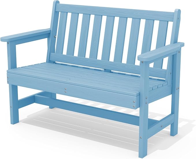 SERWALL Outdoor Bench, HDPE Outdoor Benches Weatherproof, 2-Person Garden Bench by SERWALL