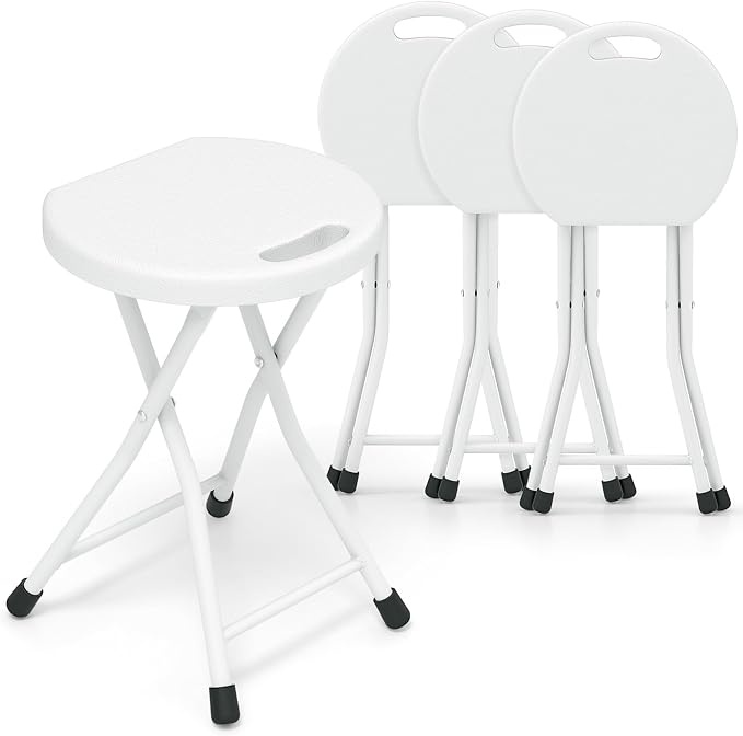 GYMAX Folding Stool, 18in Portable Collapsible Bar Stool by GYMAX