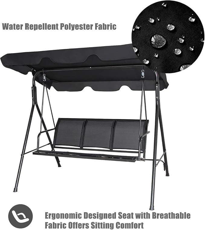 TANGKULA 3 Person Patio Swing, Steel Frame - Image 8