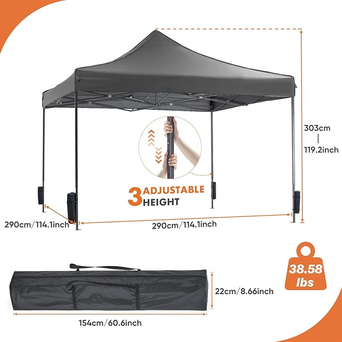 Sweetcrispy 10 x 10 Ft Pop Up Canopy Tent Outdoor Use, Portable Shade - Image 2