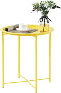 VECELO Side/End Table, Folding Round Metal Anti-Rust and Waterproof Outdoor or by VECELO