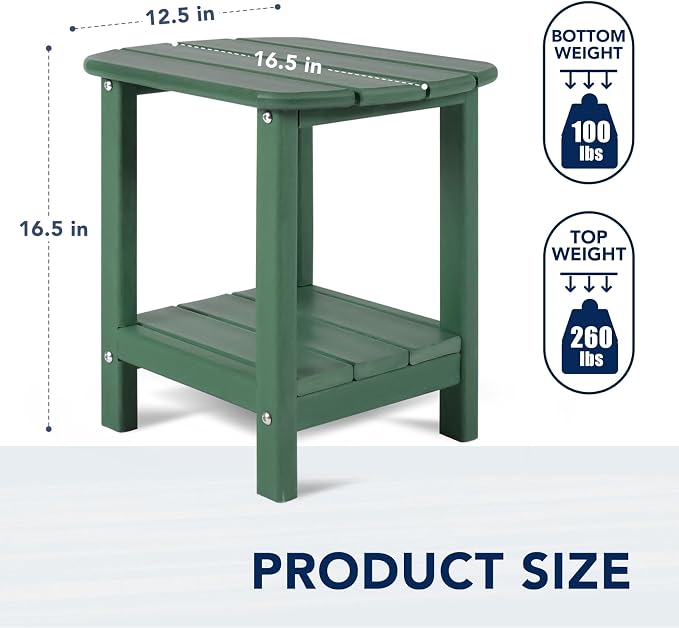 nalone Adirondack Side Table 16.5" Outdoor Side Table HDPE Plastic Double - Image 3
