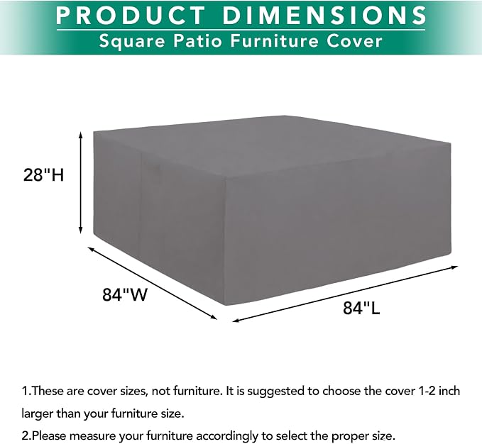 Easy-Going 600D Heavy Duty Patio Furniture Cover, Outdoor Square Table and - Image 2