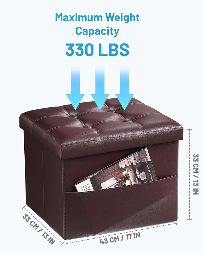 AmasSmile 2PC Storage Ottoman Folding Foot Rest Stool - Image 3