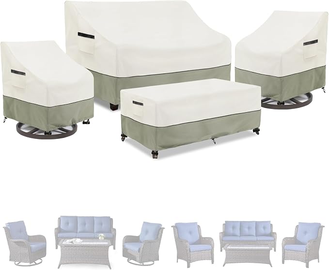 Patio Furniture Covers 4 Piece Set, 600D Heavy Duty Outdoor Furniture Covers by LSongSKY