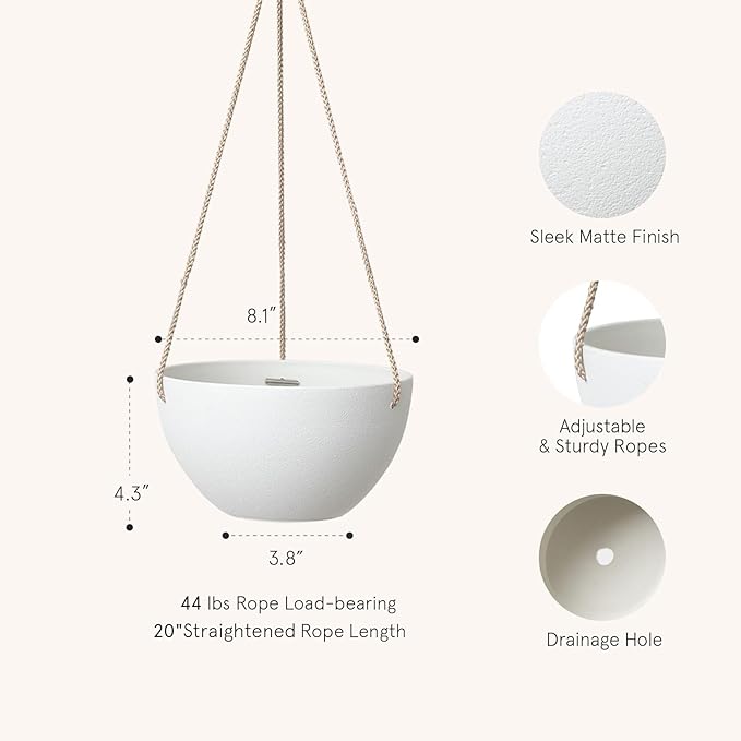 La Jolie Muse White Hanging Planter Basket - Image 2