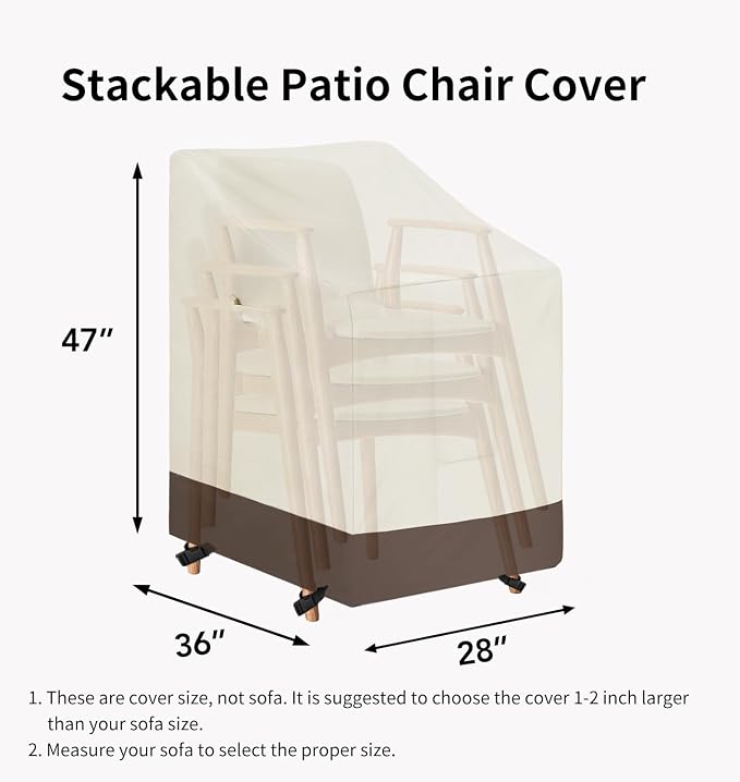 Easy-Going Heavy Duty Outdoor Stackable Chair Cover, Waterproof Patio Chair - Image 6