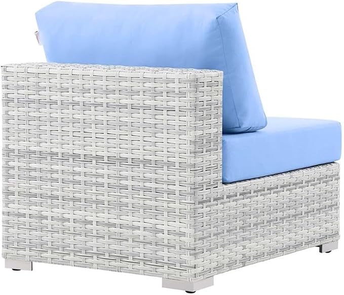 Modway Convene Wicker Rattan Outdoor Patio Armless Chair in Light Gray Light - Image 6