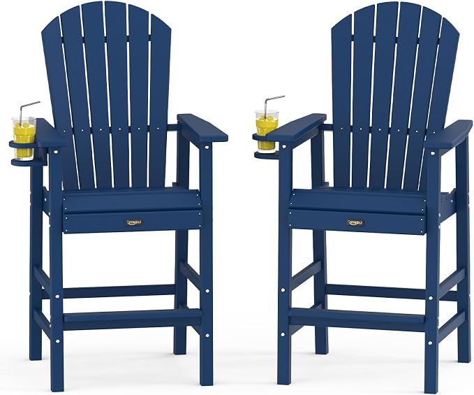 VINGLI Tall Adirondack Chairs Set of 2, All-Weather Plastic Adirondack Chair by VINGLI