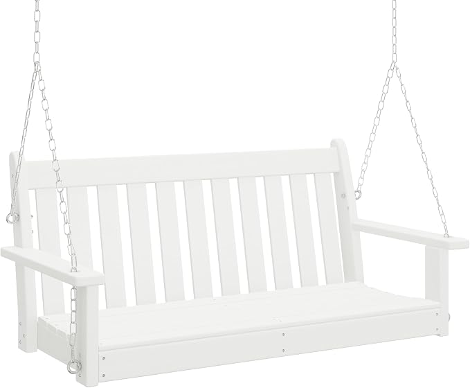 COSTAELM Paradise Outdoor Patio HDPE Hanging Front Porch Swing Bench by Costaelm