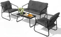 VINGLI 4 Piece Patio Conversation Set, Outdoor Furniture Set by VINGLI