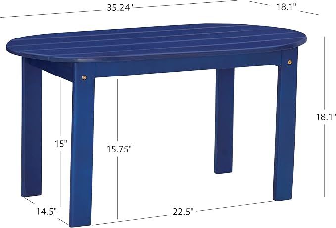 Linon Jayde Outdoor Blue Adirondack Coffee Table - Image 3