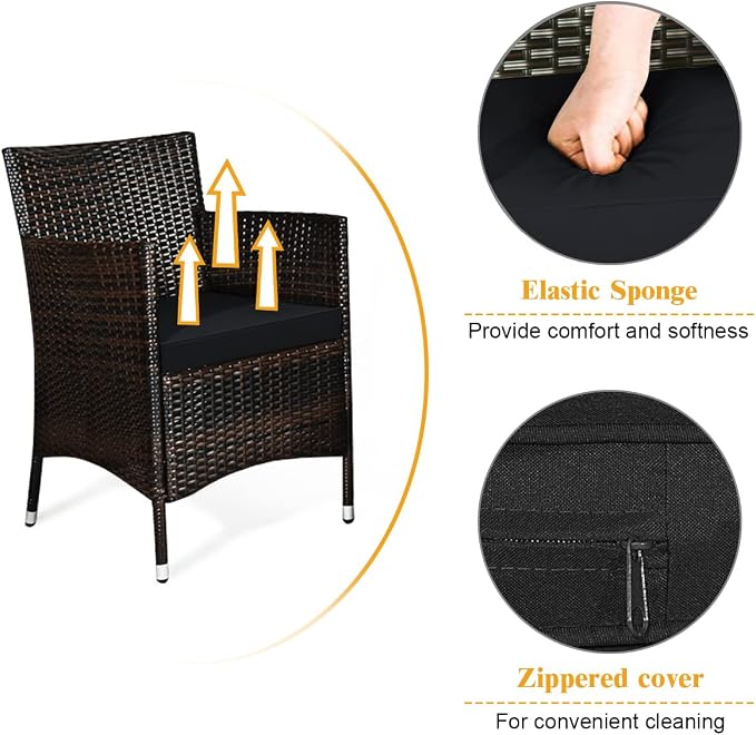 COSTWAY 8PCS Rattan Patio Furniture Set, Outdoor Wicker Rattan Chairs - Image 6