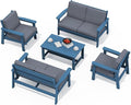 SERWALL HDPE Patio Furniture Set, 5 Piece All Weather Wood-Like Sectional by SERWALL