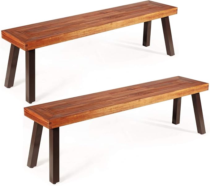 Giantex Acacia Wood Bnech, 3-Person Backless in/Outdoor Patio Dining Bench by Giantex
