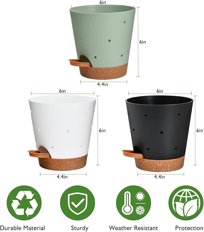 Orchid Pots with Holes, 6 Inch Self Watering Orchid Pot 3 Pack Plastic Plant - Image 5