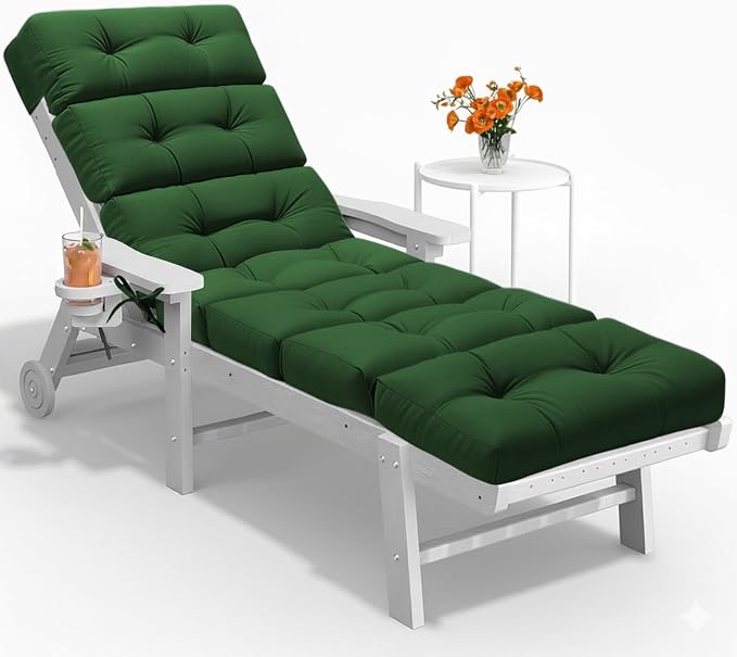 All Weather Chaise Lounge Cushions Outdoor 74.4 x 22 x 4 Inches Lounge Chair by Tycdiose