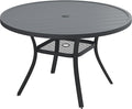 Patio Dining Table for 4-6, Round Metal Outdoor Table by VOXBIN