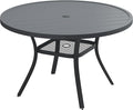 VICLLAX 47.2" Round Patio Table, Outdoor Dining Table by HOME