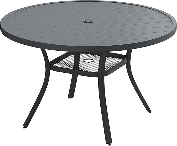 VICLLAX 47.2" Round Patio Table, Outdoor Dining Table by HOME