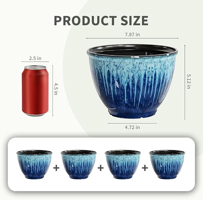 Flower Pots, 8 Inch Plastic Plant Pots - Image 2