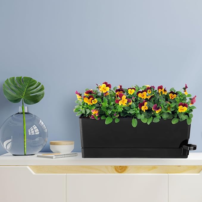 Self Watering Pots for Indoor Plants 17 Inches Window Boxes Planters - Image 8