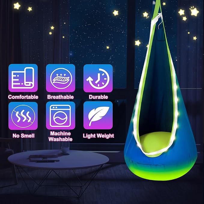 Light Up Swing Chair Hammock Chair Indoor Outdoor - Image 5
