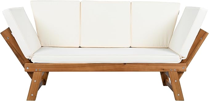 Merax Patio Sofa, Outdoor Adjustable Wooden Daybed, Chaise Lounge - Image 8