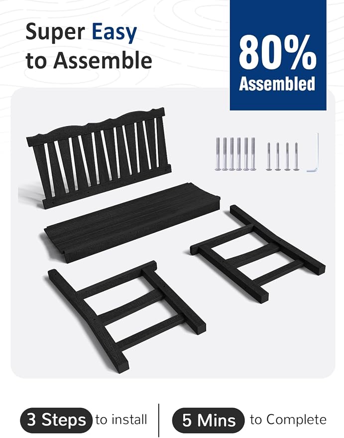 Outdoor Bench Weatherproof, 2-Person Garden Benches - Image 4
