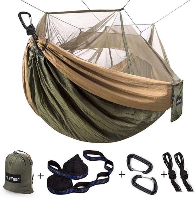Sunyear Camping Hammock, Portable Single & Double Hammock by SleepSafeSwingFree